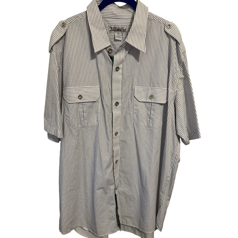 Vintage Ablanche men’s 3X military style blue & white shirt like new.